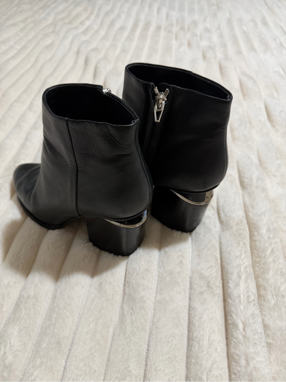 Alexander Wang Black Ankle Boots with Silver Heel Trim